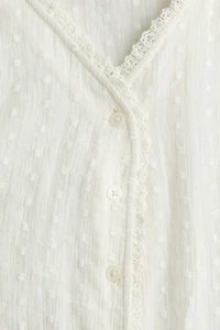 Lace-Trimmed Cotton Blouse
