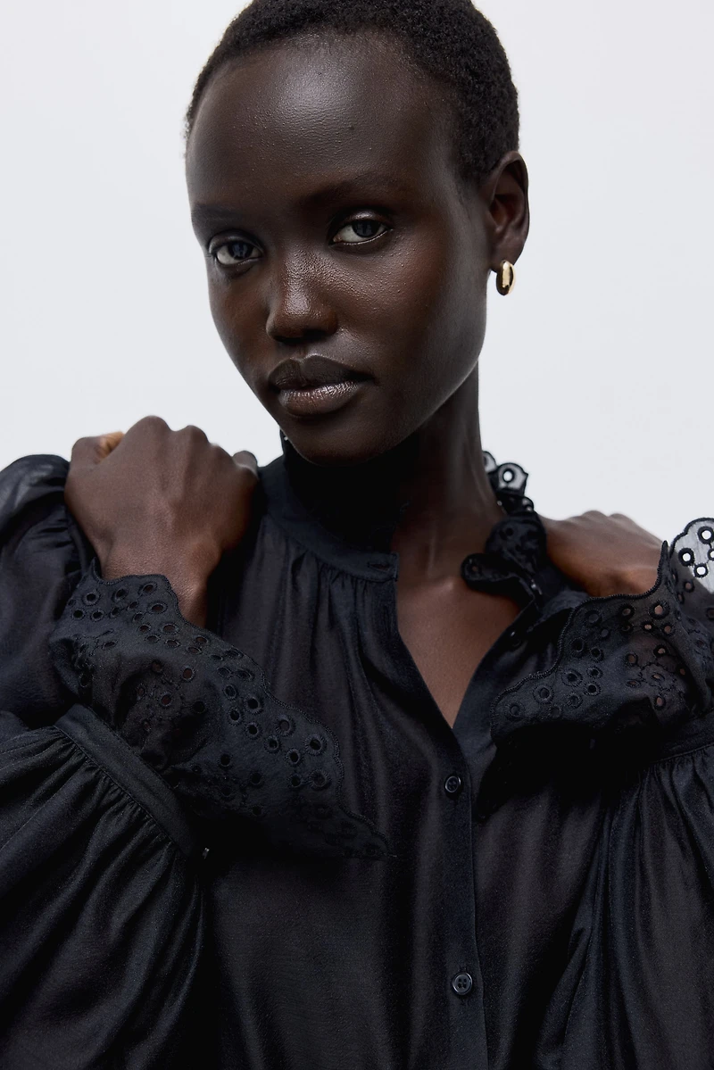 Blouse with Eyelet Embroidery