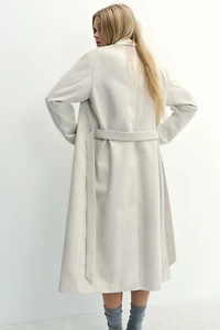 Brushed-Finish Tie-Belt Coat