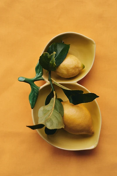Lemon-Shaped Stoneware Serving Bowl