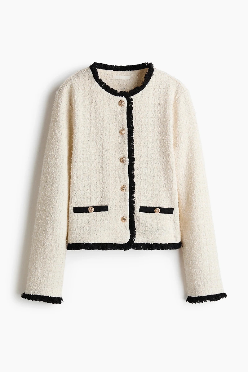 Bouclé-Knit Jacket with Fringe