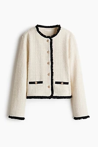 Bouclé-Knit Jacket with Fringe