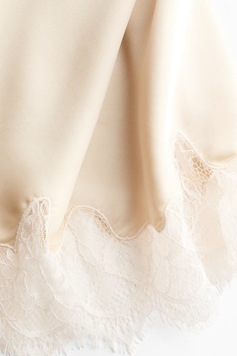 Lace-Trimmed Slip Skirt