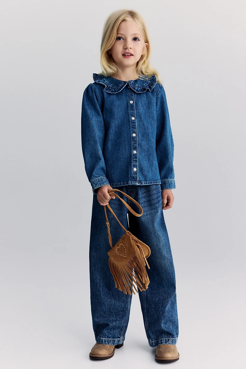 Blouse en denim avec col