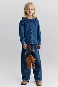 Blouse en denim avec col