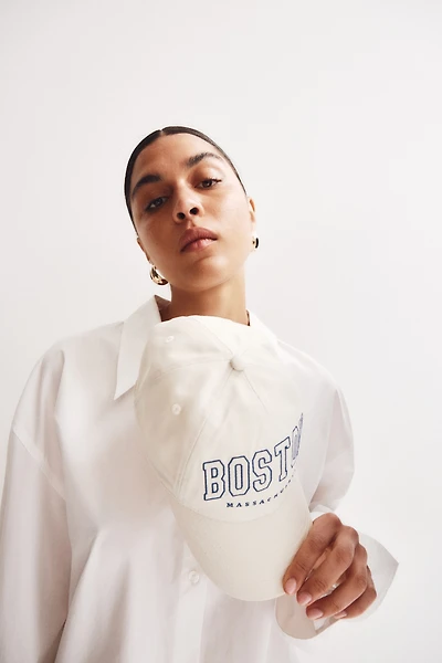 Embroidered-motif Twill Cap
