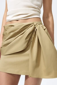 Tie-Detail Twill Skirt