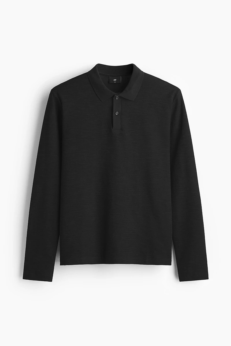 Slim-Fit Long-Sleeved Polo Shirt