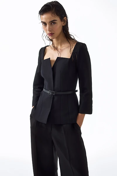 Veston en coton avec encolure carrée