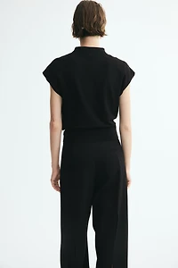 Cap-Sleeved Fine-Knit Top