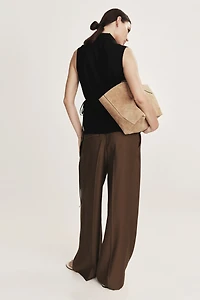 Linen-Blend Wrap Top