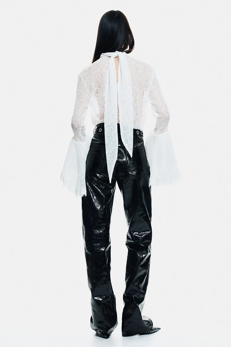 Trumpet-Sleeved Lace Blouse