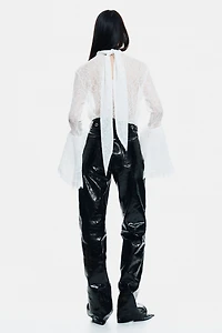 Trumpet-Sleeved Lace Blouse