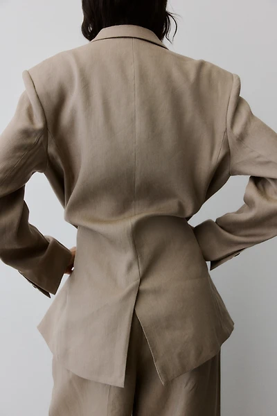 Oversized Linen-Blend Blazer