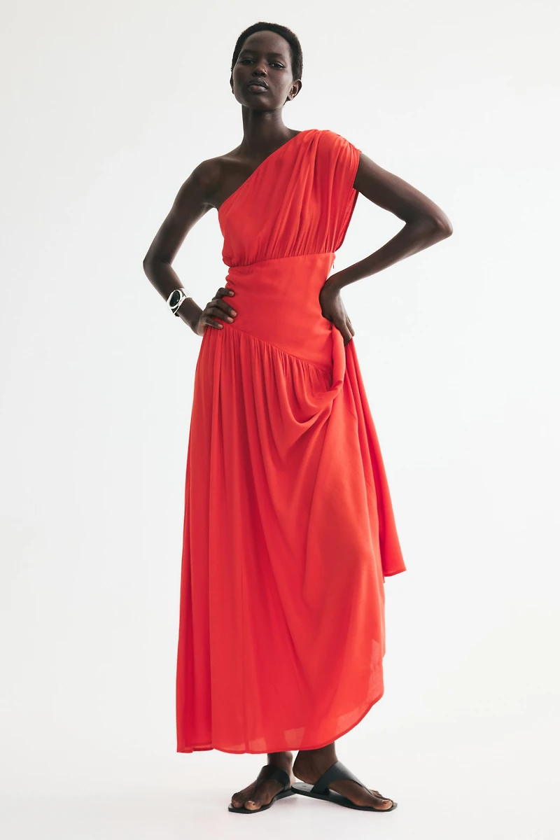 Draped One-Shoulder Dress