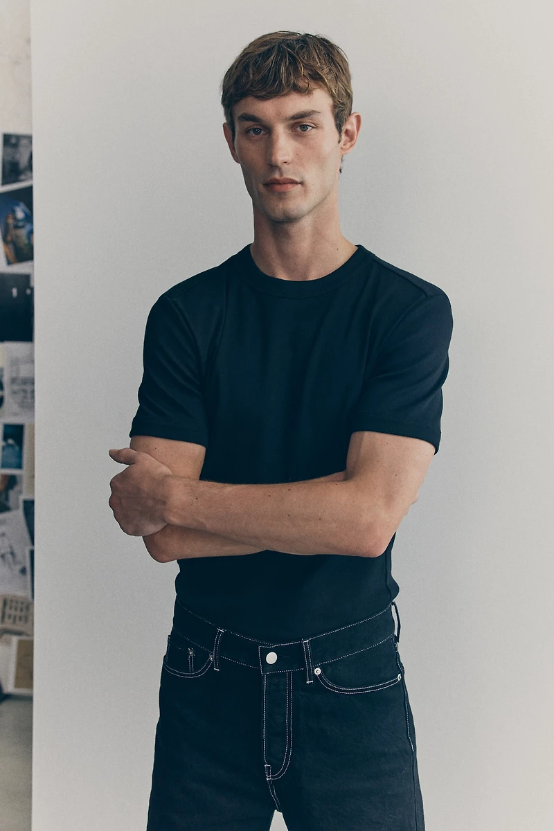 Ribbed Cotton T-Shirt