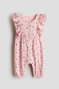 Ruffle-Trimmed Muslin Romper Suit