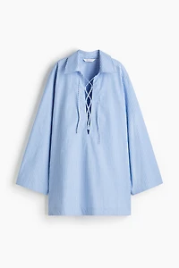 Lace-Up Shirt Dress