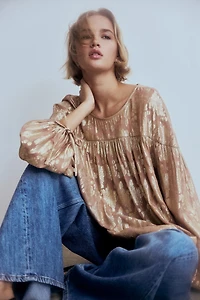 Oversized jacquard-weave blouse