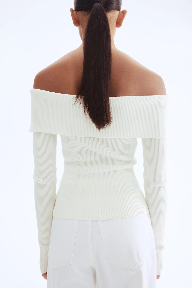 Rib-knit Off-the-shoulder Top