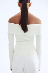 Rib-knit Off-the-shoulder Top