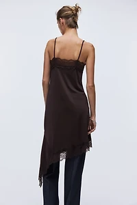 Lace-Trimmed Slip Dress