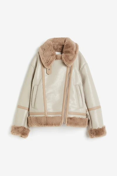 Veste de style motard doublée tissu peluche