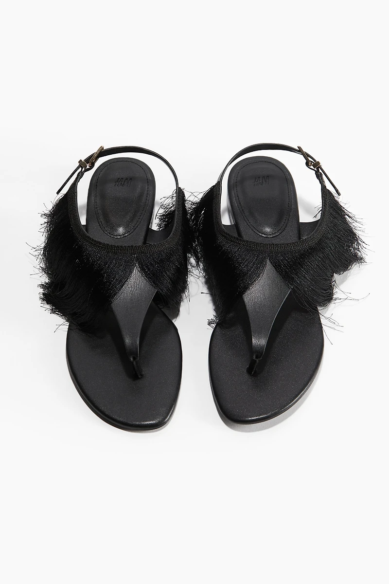 Fringe-Trimmed Sandals