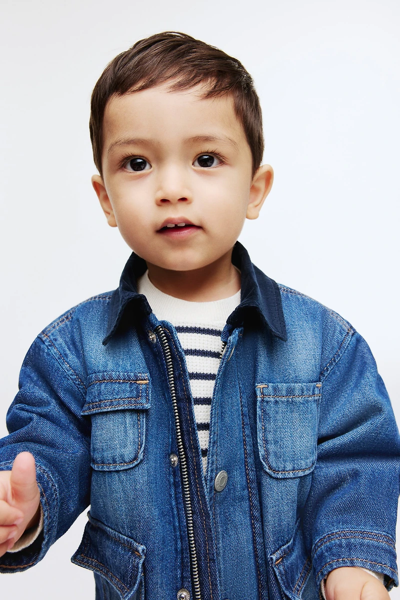 Veste en denim avec col velours côtelé