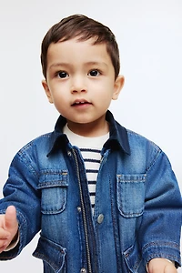 Veste en denim avec col velours côtelé