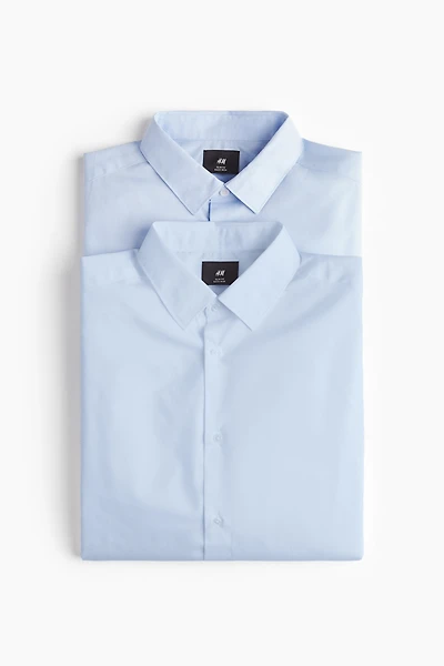 Lot de 2 chemises près du corps à repassage facile