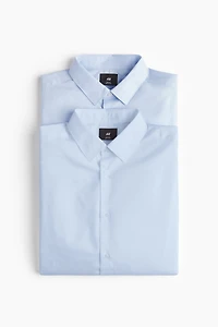 Lot de 2 chemises près du corps à repassage facile