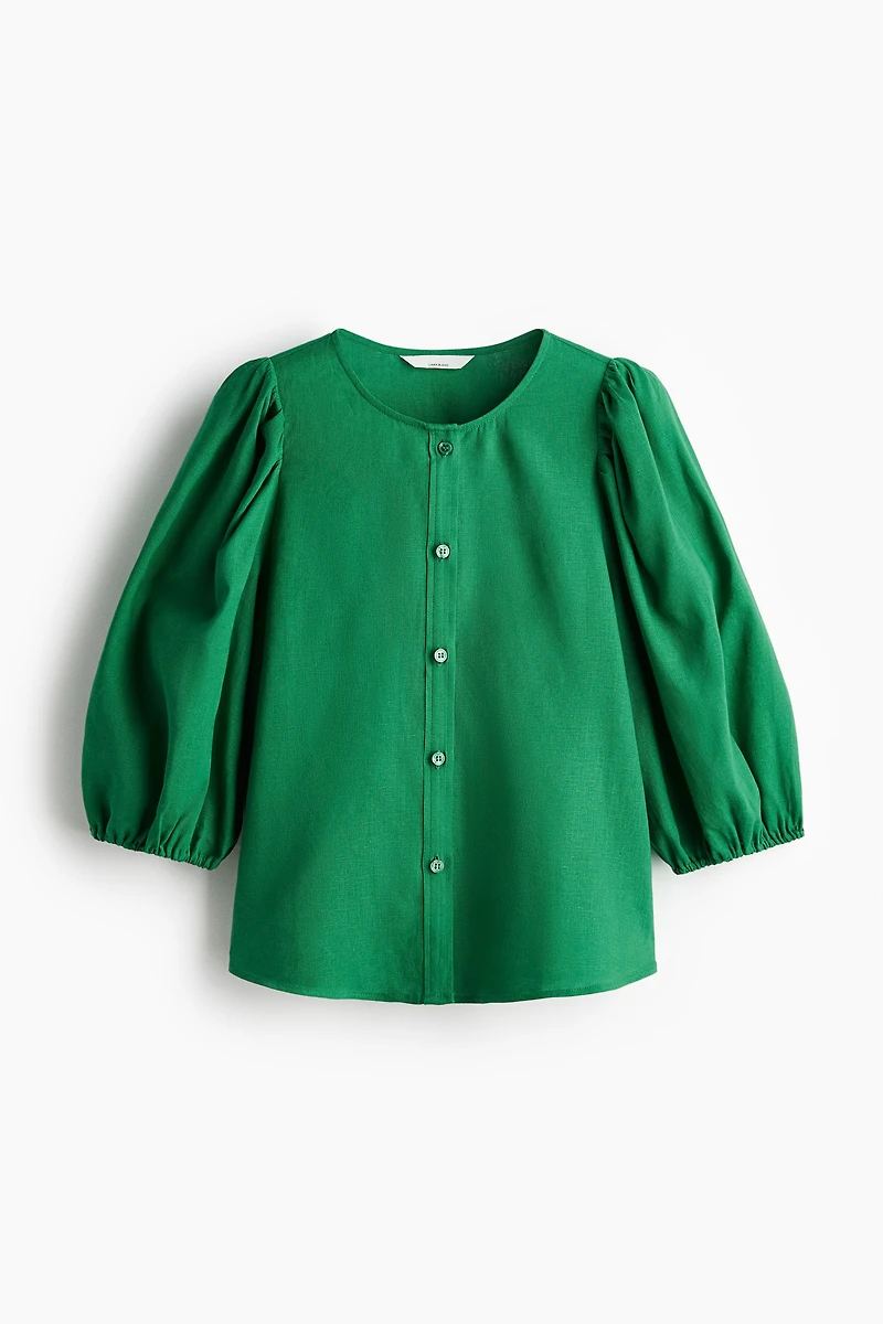 Linen-Blend Blouse