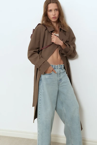 Jean à la cheville taille classique jambes tonneau