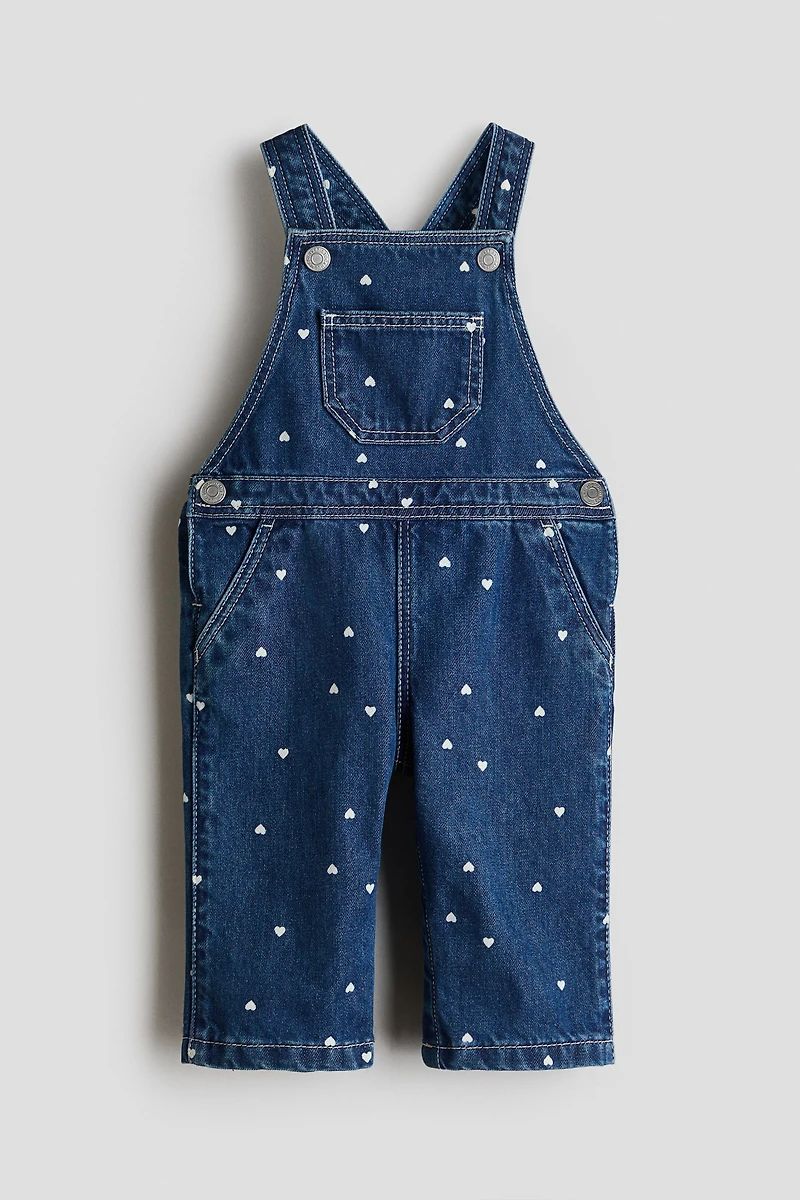 Printed Denim Overalls