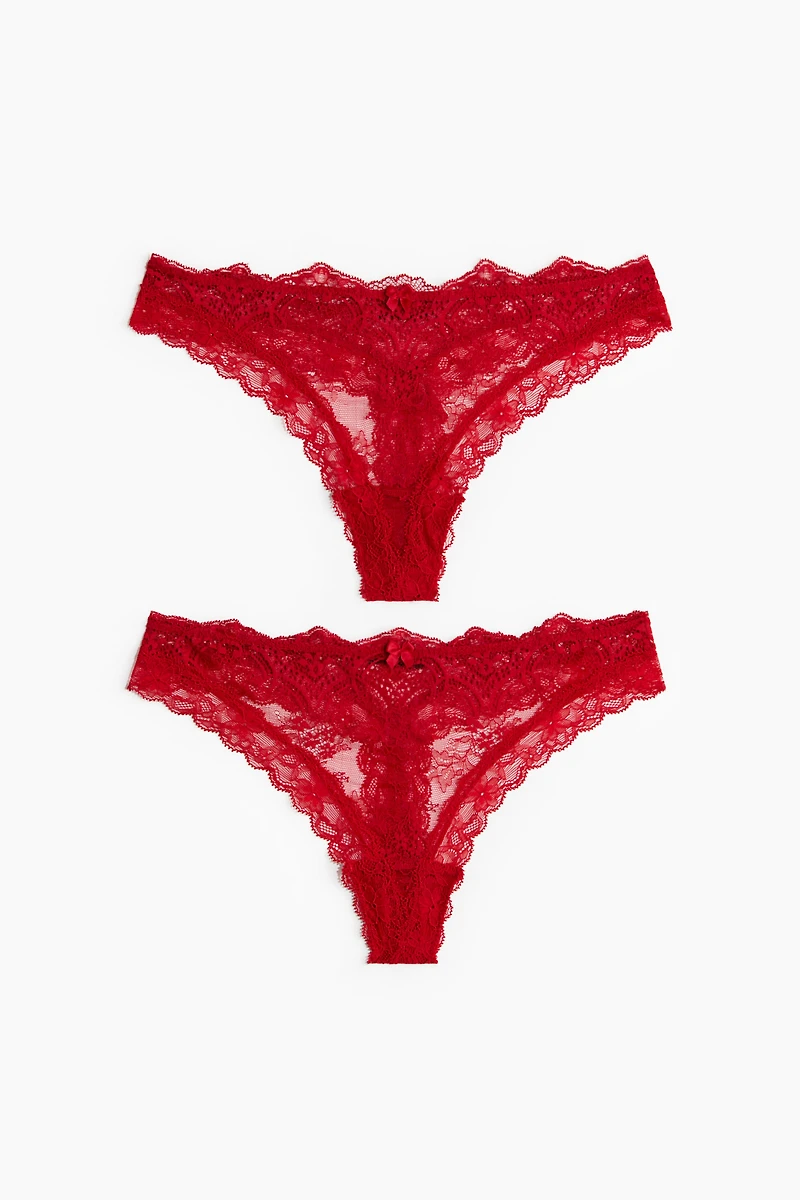 2-Pack Lace Thong Briefs