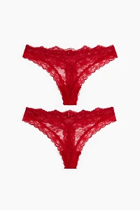 2-Pack Lace Thong Briefs