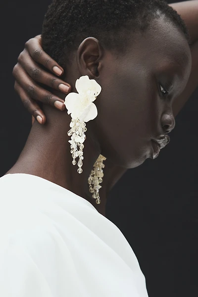 Flower-Detail Cluster Earrings