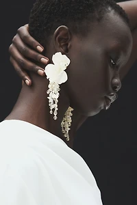 Flower-Detail Cluster Earrings