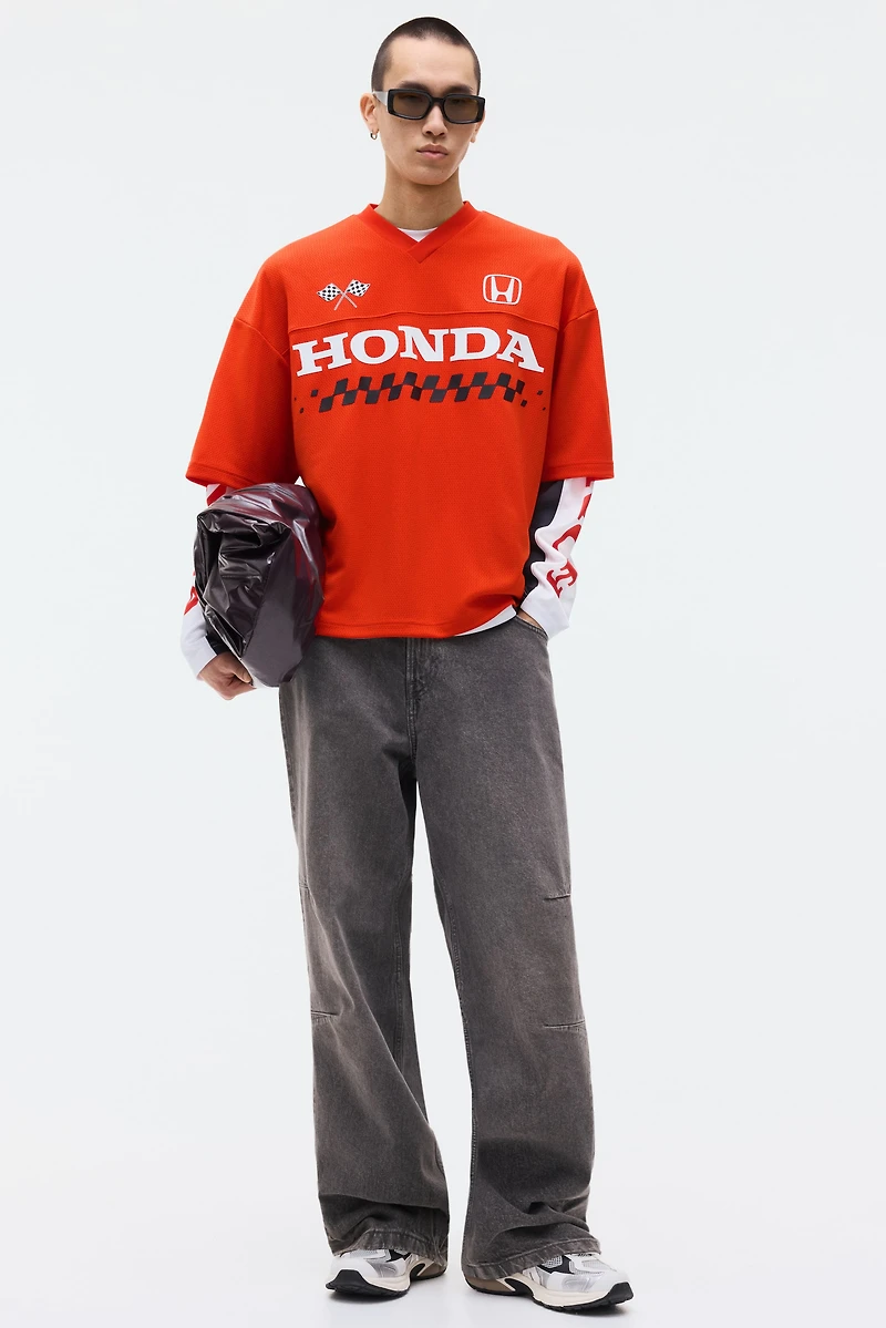 Oversized Printed Mesh T-Shirt