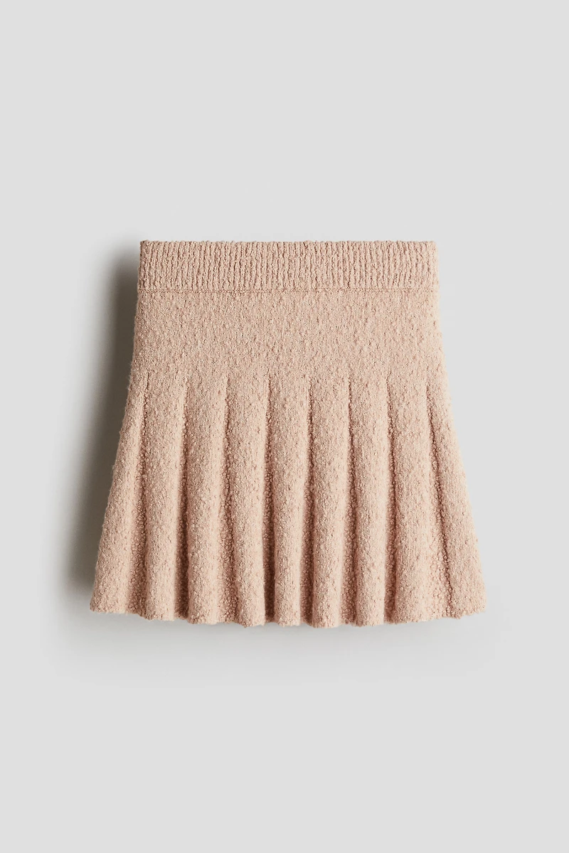 Pleated Bouclé-Knit Skirt