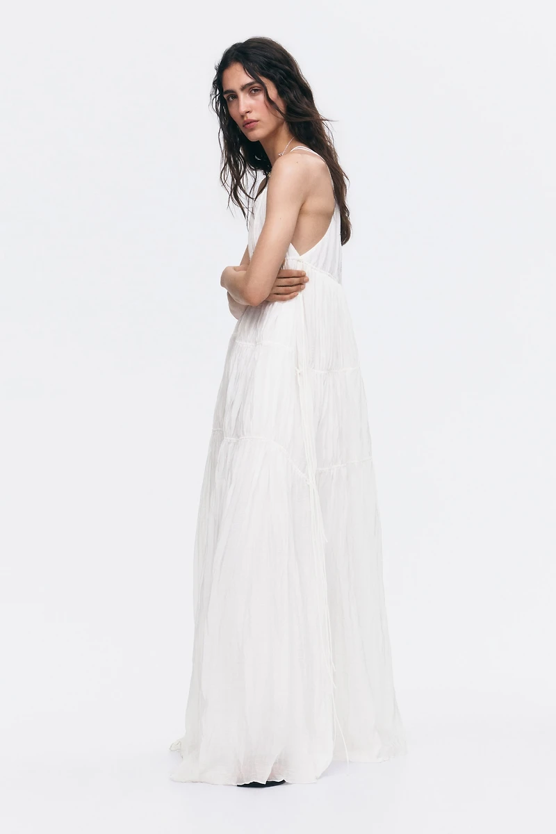 Drawstring-Detail A-Line Dress