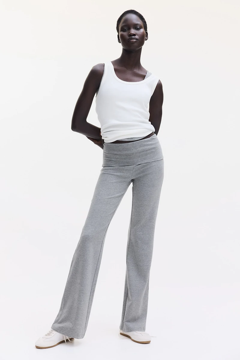 Foldover-Waist Cotton Pants