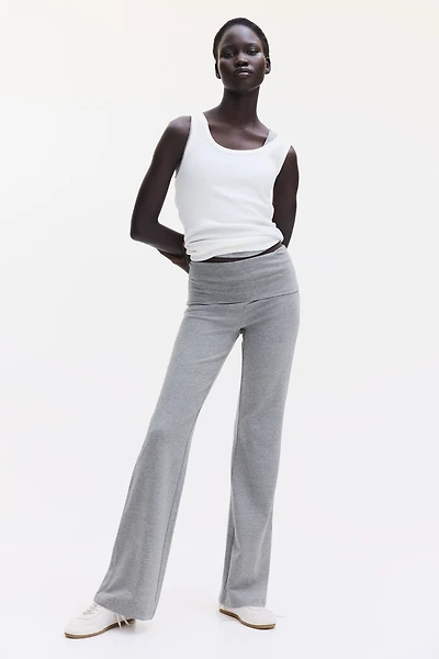 Foldover-Waist Cotton Pants