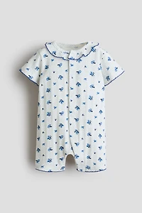 Floral-Print Cotton Pajama Jumpsuit