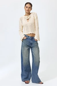 Appliquéd Crochet-Look Top
