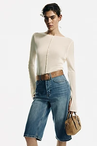 Denim Bermuda Shorts with Belt