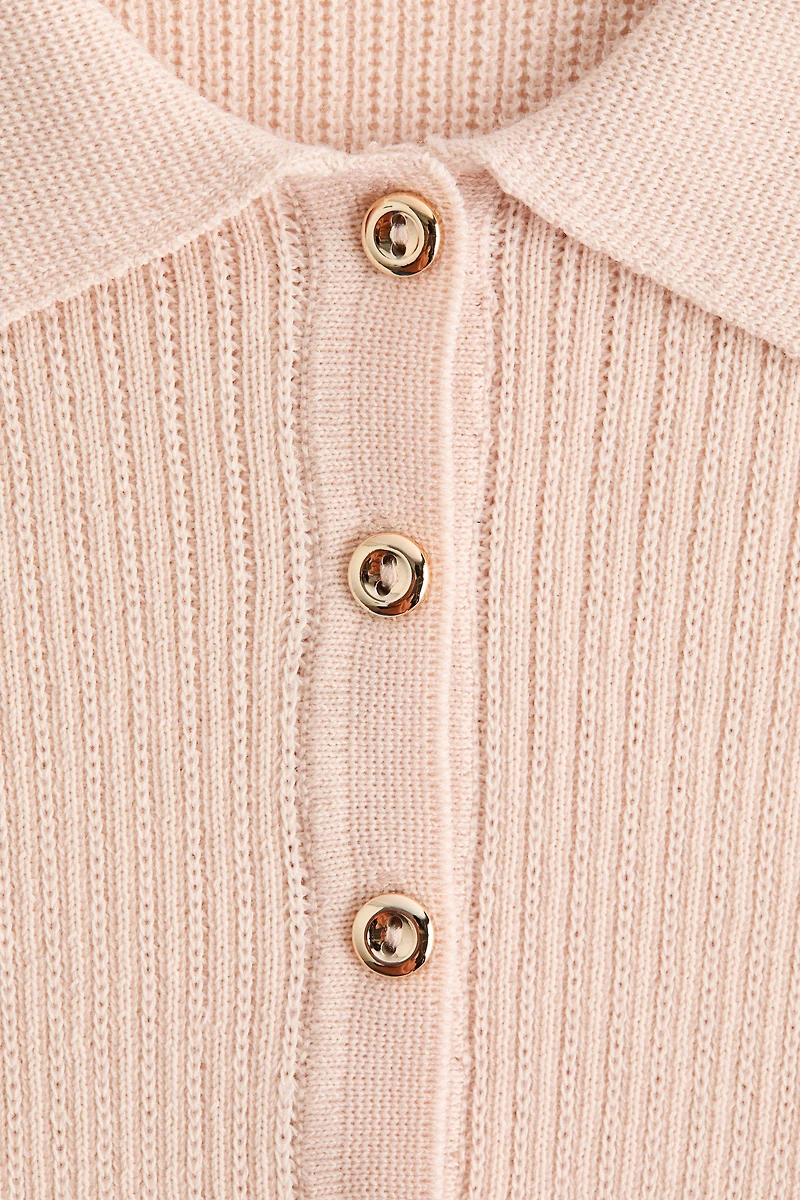 Rib-Knit Top with Collar