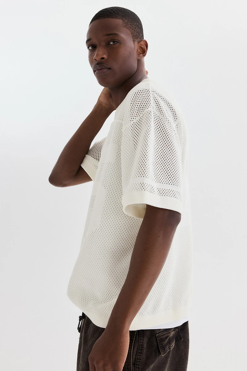 Relaxed-Fit Boxy Mesh T-Shirt
