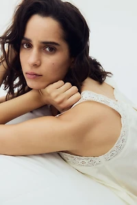 Lace-Trimmed Cotton Pajamas